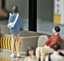 Load image into Gallery viewer, 1:64 Painted Figure Mini Model Miniature Resin Diorama Sand Trendy Girl Blue Toy