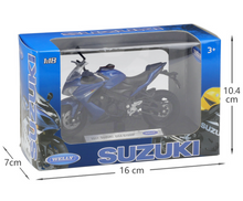 Load image into Gallery viewer, WELLY 1:18 2017 GSX S1000F Racing Sport Model Diecast Metal Motorcycle