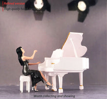 Load image into Gallery viewer, 1:64 Painted Figure Mini Model Miniature Resin Diorama Sand Pianist Lady Piano W