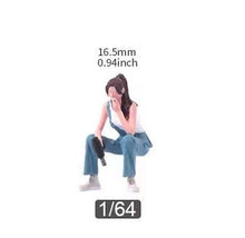 Load image into Gallery viewer, 1:64 Painted Figure Model Miniature Resin Diorama Sand Repair Girl Cap Lady Toy Collection