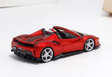 Load image into Gallery viewer, TPC 1:64 Red 488 Silver Rims Convertible Sports Model Diecast Metal Car New Collection