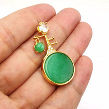 Load image into Gallery viewer, Nature Jade Green Pipa Pendant Necklace Gift Jewelry charm Blessing Lucky New