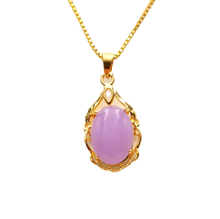 Load image into Gallery viewer, Nature Jade Water Drop Purple Pendant Necklace Gift Jewelry charm Blessing Luck