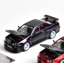 Load image into Gallery viewer, DK 1:64 APA Purple Skyline GTR R34 Sports Model Diecast Metal Car New Collection