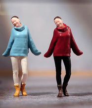 Load image into Gallery viewer, 1:64 Painted Unpainted Figure Model Miniature Resin Diorama Winter Swaeater Girl New
