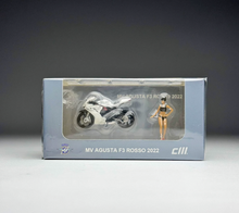 Load image into Gallery viewer, CM 1:64 White MV Agusta F3 Rosso Girl Figure Motorcycle Model Diecast Metal