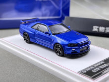 Load image into Gallery viewer, FH 1:64 JDM Blue Skyline GTR R34 V-SPEC II Sports Model Diecast Metal Car BN