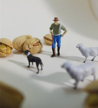 Load image into Gallery viewer, 1:64 Painted Figure Model Miniature Resin Diorama Sand Shepherd Sheep Man Collie