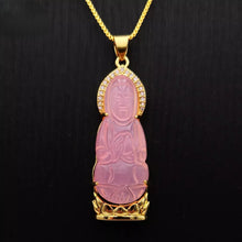Load image into Gallery viewer, Nature Jade Guanyin Pendant Necklace Gift Jewelry charm Blessing Lucky PINK NEW