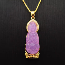 Load image into Gallery viewer, Nature Jade Guanyin Pendant Necklace Gift Jewelry charm Blessing Lucky Purple g