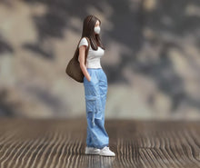 Load image into Gallery viewer, 1:24 Painted Figure Model Miniature Resin Diorama Casual Lady With Mask Girl