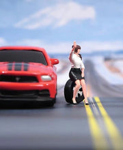 Load image into Gallery viewer, 1:64 Painted Figure Model Miniature Resin Diorama Seeking Help Lady Car Repair Collection