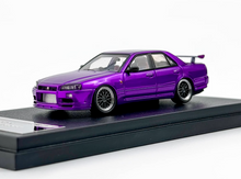 Load image into Gallery viewer, Mortal 1:64 Purple Skyline GTR ER34 25GT-t Sports Model Diecast Metal Car New Collection