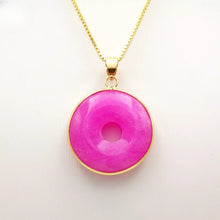 Load image into Gallery viewer, Nature Jade Pink Round Pendant Necklace Gift Jewelry charm Blessing Lucky New
