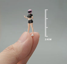 Load image into Gallery viewer, 1:64 Painted Figure Mini Model Toy Miniature Car Scenes Resin Pink Helmet Girl