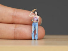 Load image into Gallery viewer, 1:64 Painted Figure Model Miniature Resin Diorama Sand Beauty Girl Lady Denim