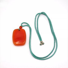 Load image into Gallery viewer, Nature Jade Red Rectangle Plaque Pendant Necklace Gift Jewelry charm Blessing