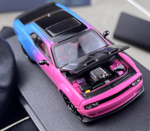 Load image into Gallery viewer, SH 1:64 Pink Blue Challenger SRT Hellcat Sports Model Diecast Metal Car New Collection