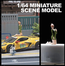 Load image into Gallery viewer, 1:64 Painted Figure Mini Model Toy Miniature Car Scenes Resin Kneeling Girl Lady