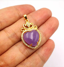 Load image into Gallery viewer, Nature Jade Purple Heart Pendant Necklace Gift Jewelry charm Blessing Lucky new