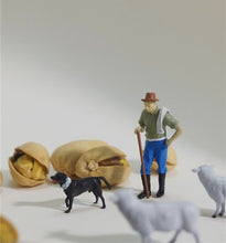 Load image into Gallery viewer, 1:64 Painted Figure Model Miniature Resin Diorama Sand Shepherd Sheep Man Collie
