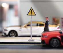 Load image into Gallery viewer, 1:64 Painted Unpainted Figure Model Miniature Resin Diorama Road Caution Sign