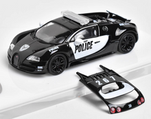 Load image into Gallery viewer, Mortal 1:64 Black Police Veyron SS Racing Sports Model Diecast Metal Car New Collection