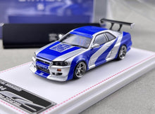 Load image into Gallery viewer, FH 1:64 NFS Silver Skyline GTR R34 C West Sports Model Diecast Metal Car New Collection