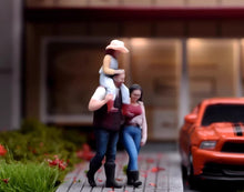 Load image into Gallery viewer, 1:64 Painted Figure Model Miniature Resin Diorama Sand Family Dad Mom Girl Set