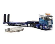Load image into Gallery viewer, 1:148 Blue Scania Highline Low Loader Trailer Truck Model Diecast Metal Car