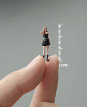 Load image into Gallery viewer, 1:64 Painted Figure Mini Model Miniature Resin Diorama Sand Toy Black Dress Girl New