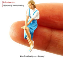 Load image into Gallery viewer, 1:64 Painted Figure Mini Model Miniature Resin Diorama Sand Sitting Lady Girl B New Scene