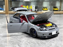 Load image into Gallery viewer, MH 1:18 Grey JDM Civic Type R EK9 B16B Vtec Engine Model Diecast Metal Car