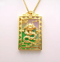 Load image into Gallery viewer, Nature Jade Dragon Rectangle Pendant Necklace Gift Jewelry charm Blessing Lucky