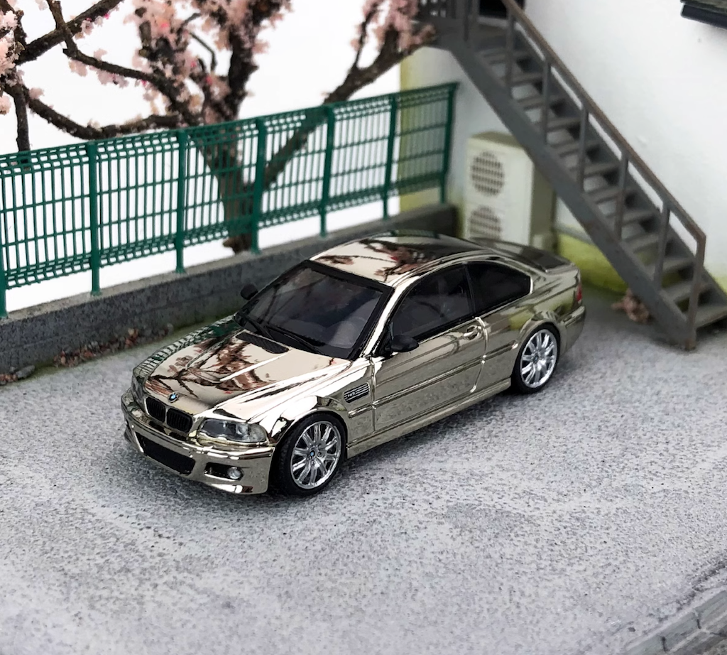 SH 1:64 Plating Silver M3 E46 Coupe Sports Model Diecast Metal Car New