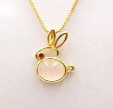 Load image into Gallery viewer, Nature Jade Cute Rabbie Pendant Necklace Gift Jewelry charm Blessing Lucky g