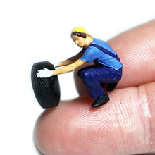 Load image into Gallery viewer, 1:64 Painted Figure Mini Model Miniature Resin Diorama Car Repairman Repair Blue