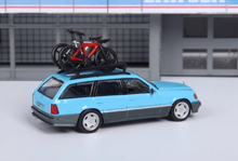 Load image into Gallery viewer, Mortal 1:64 Baby Blue S124 E300 Wagon Roof Bike Model Diecast Metal Car New