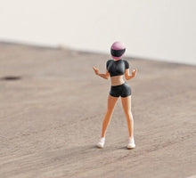 Load image into Gallery viewer, 1:64 Painted Figure Mini Model Toy Miniature Car Scenes Resin Pink Helmet Girl