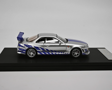 Load image into Gallery viewer, GFCC 1:64 Silver FNF Skyline GTR R34 C-West Sport Model Diecast Metal Car New Collection