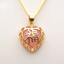 Load image into Gallery viewer, Nature Jade Heart Pendant Necklace Gift Jewelry charm Blessing Fortune Lucky i