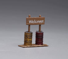 Load image into Gallery viewer, 1:64 Painted Figure Model Miniature Resin Diorama Oil Drum Road Sign Bench Set