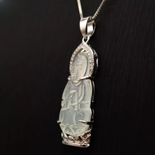 Load image into Gallery viewer, Nature Jade Guanyin Pendant Necklace Gift Jewelry charm Blessing Lucky White S