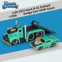 Load image into Gallery viewer, Maisto 1:64 1953 Mack B61 Flatbed Trailer Dart HEMI Gasse Model Metal Car New