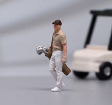 Load image into Gallery viewer, 1:64 Painted Figure Model Miniature Resin Diorama Goft Bag Walking Man Scene