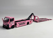 Load image into Gallery viewer, MT 1:64 Pink H300 Flatbed Tow Truck Custom Model Diecast Metal Car