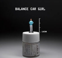Load image into Gallery viewer, 1:64 Painted Figure Mini Model Miniature Car Scenes Resin Toy Balanced Car Girl