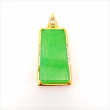 Load image into Gallery viewer, Nature Jade Retangle Fortune Pendant Necklace Gift Jewelry charm Blessing Luck b