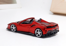 Load image into Gallery viewer, TPC 1:64 Red 488 Silver Rims Convertible Sports Model Diecast Metal Car New Collection