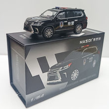 Load image into Gallery viewer, Masdi 1:64 Police Black LX570 Luxury ORV SUV Sport Model Diecast Metal Car New Collection